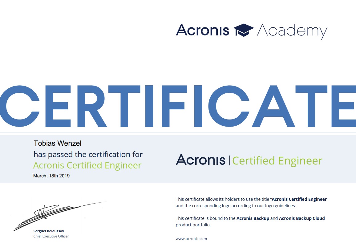 Acronis Certified Engineer